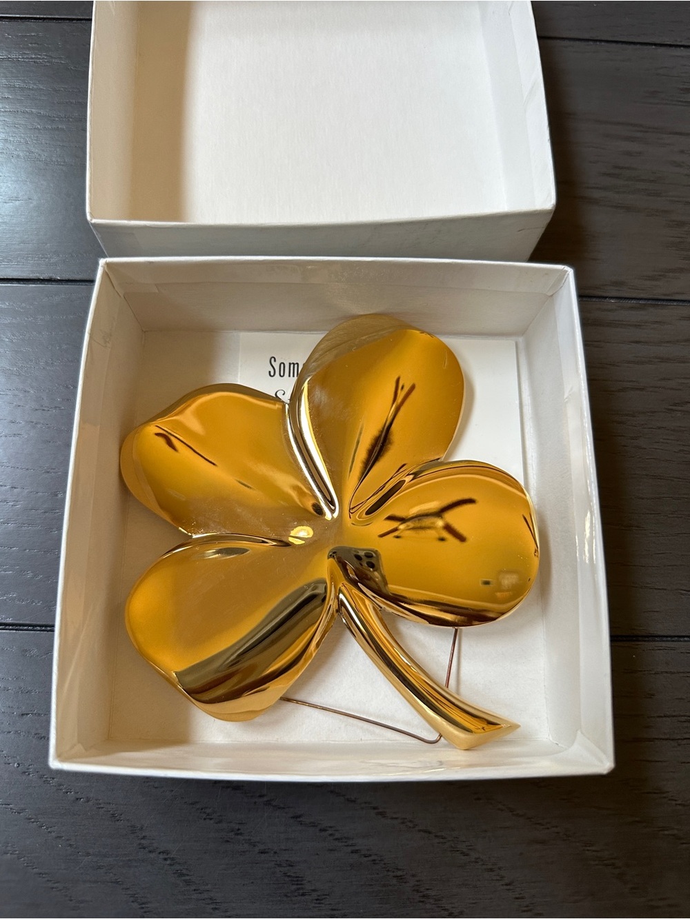 Vintage 1984 Gerity 24k Gold Plated 4 Leaf Clover Shamrock Paperweight Wall